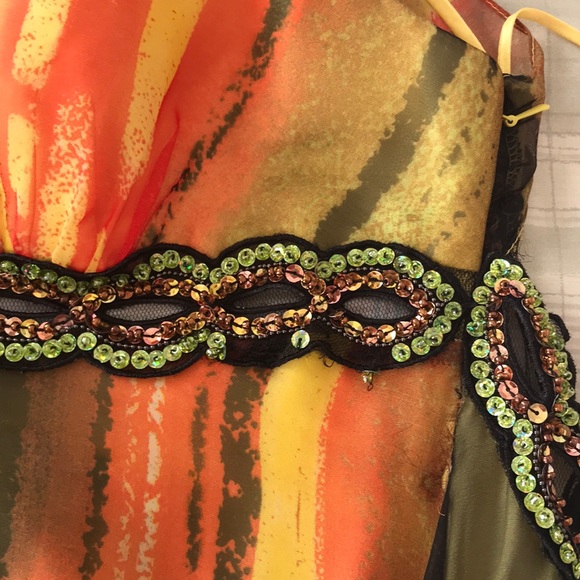 Orange Floral Prom Dress - Picture 5 of 5